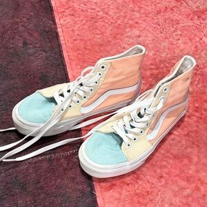 Vans Women's High-Top Sneakers - Peach, Mint, and Cream